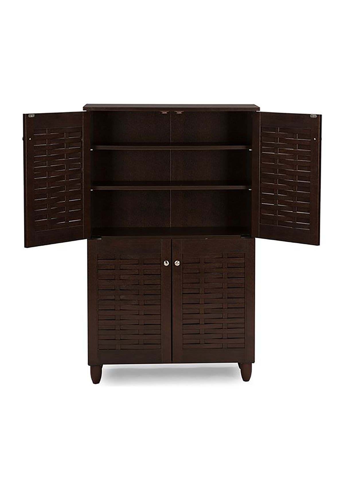 Winda Modern and Contemporary 4-Door Dark Brown Wooden Entryway Shoes Storage Cabinet