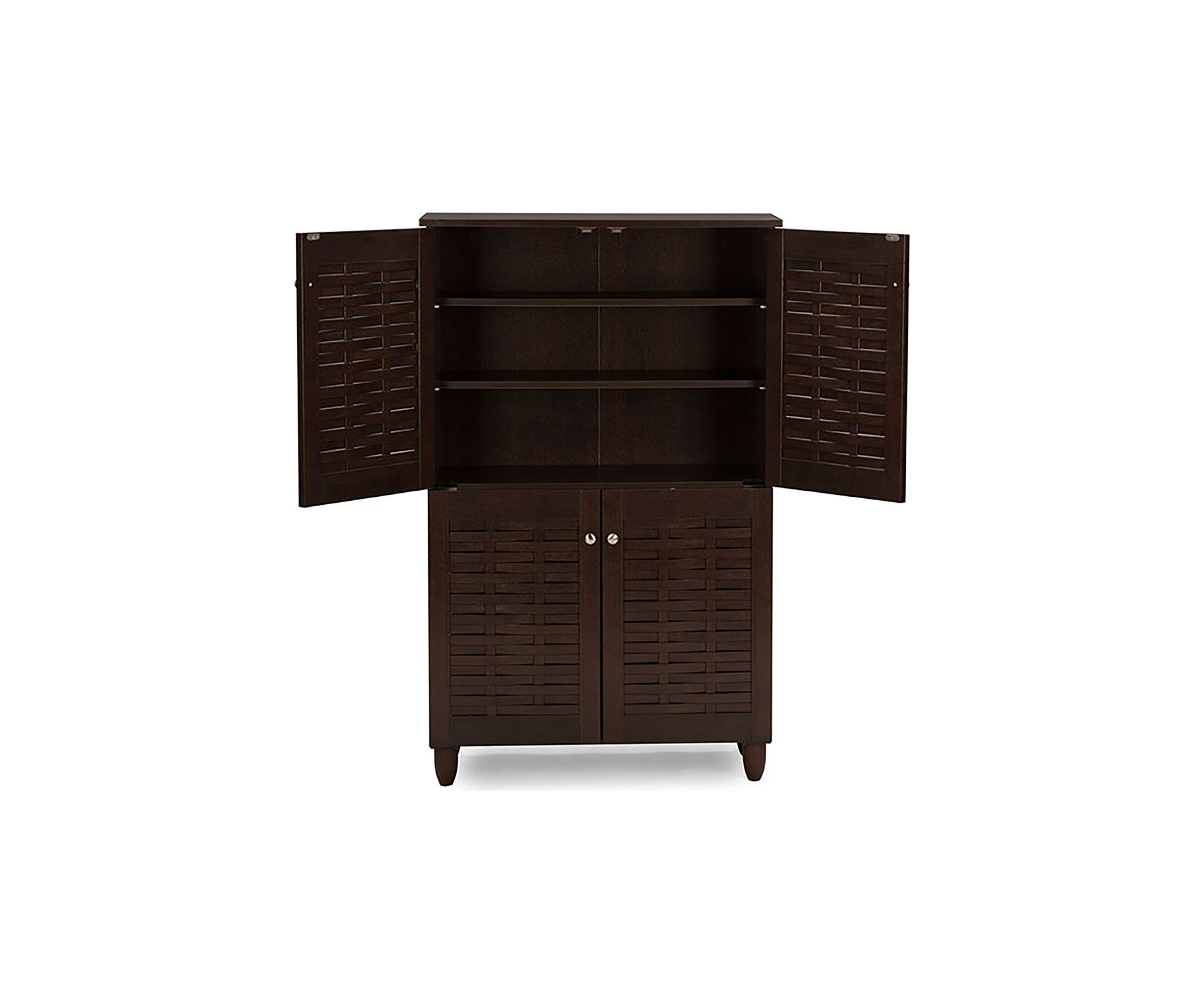 Winda Modern and Contemporary 4-Door Dark Brown Wooden Entryway Shoes Storage Cabinet