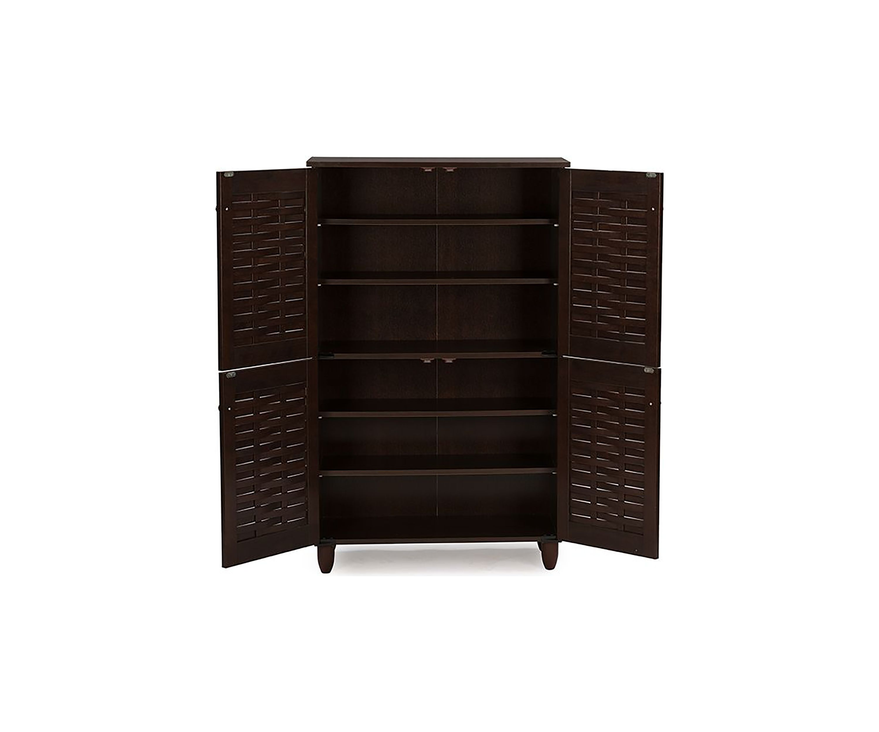 Winda Modern and Contemporary 4-Door Dark Brown Wooden Entryway Shoes Storage Cabinet