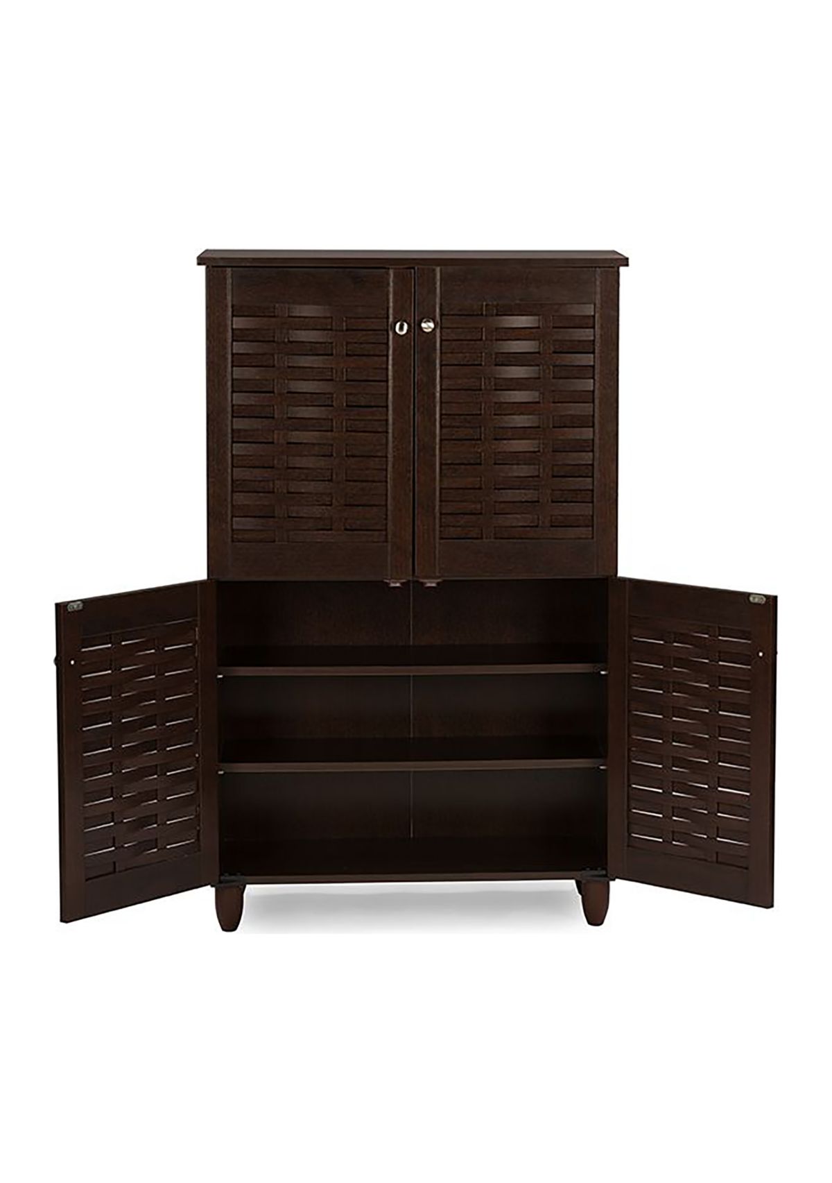 Winda Modern and Contemporary 4-Door Dark Brown Wooden Entryway Shoes Storage Cabinet