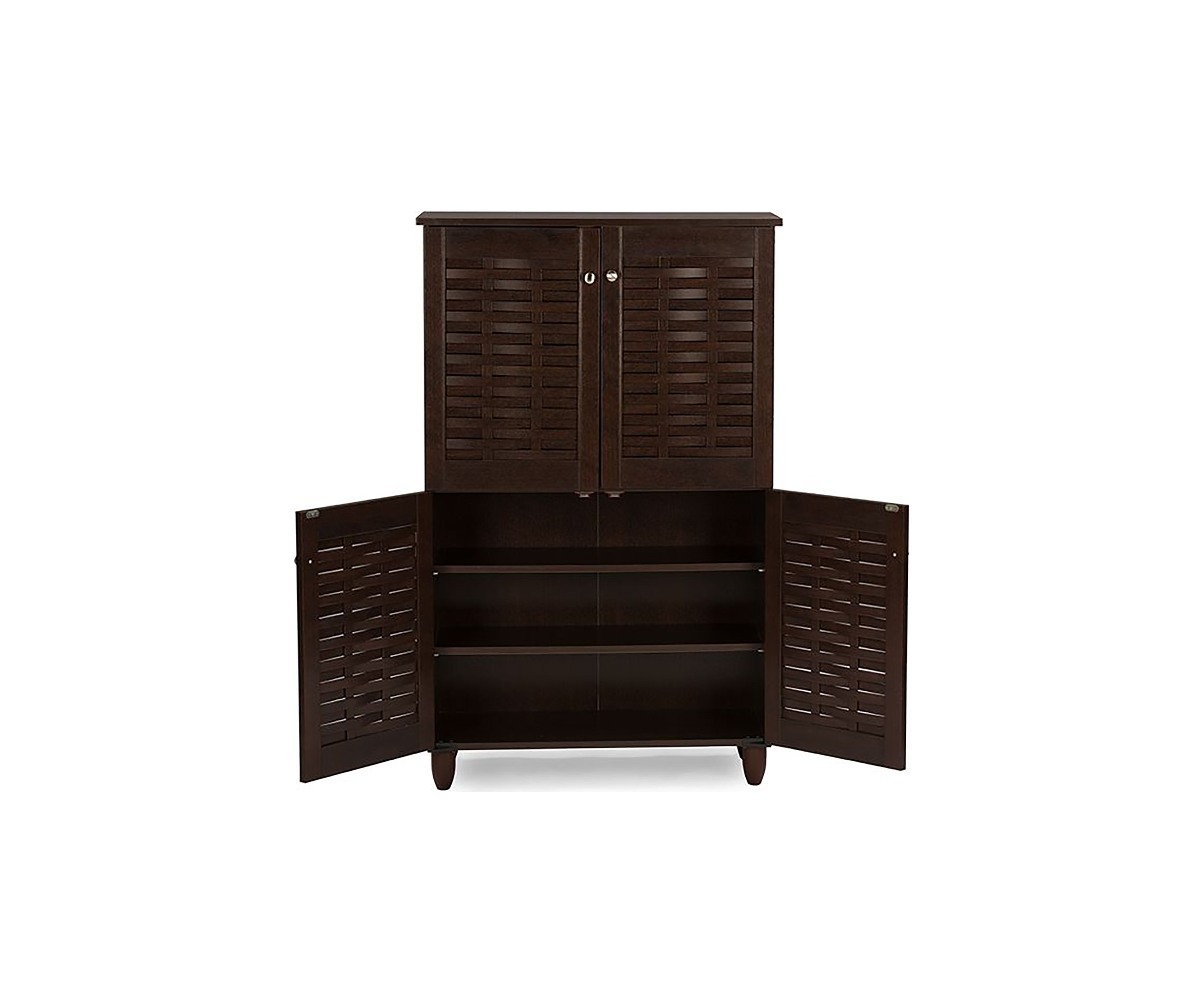 Winda Modern and Contemporary 4-Door Dark Brown Wooden Entryway Shoes Storage Cabinet