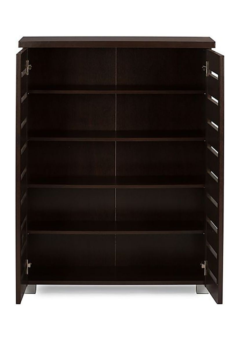 Adalwin Modern and Contemporary 2-Door Dark Brown Wooden Entryway Shoes Storage Cabinet