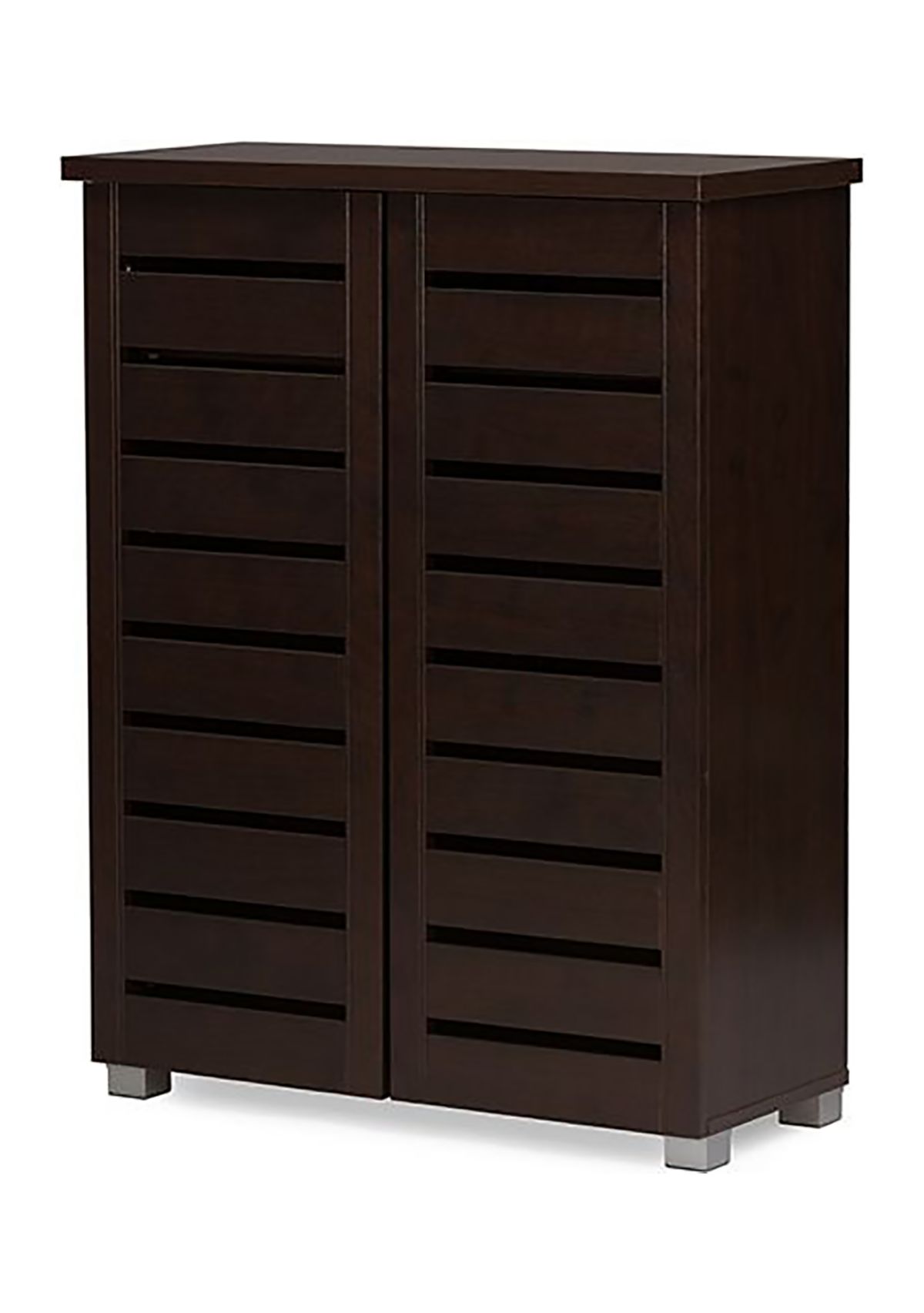 Adalwin Modern and Contemporary 2-Door Dark Brown Wooden Entryway Shoes Storage Cabinet