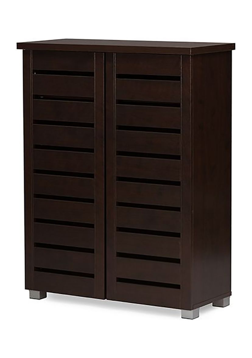 Adalwin Modern and Contemporary 2-Door Dark Brown Wooden Entryway Shoes Storage Cabinet