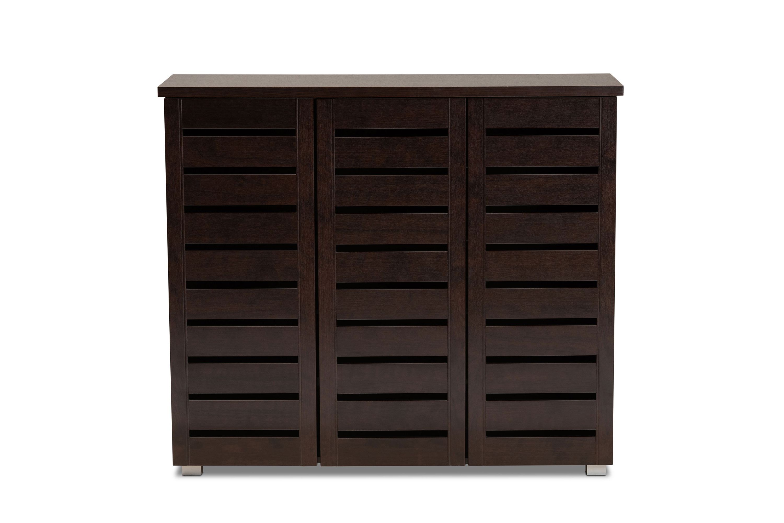 Adalwin Modern and Contemporary 3-Door Dark Brown Wooden Entryway Shoes Storage Cabinet