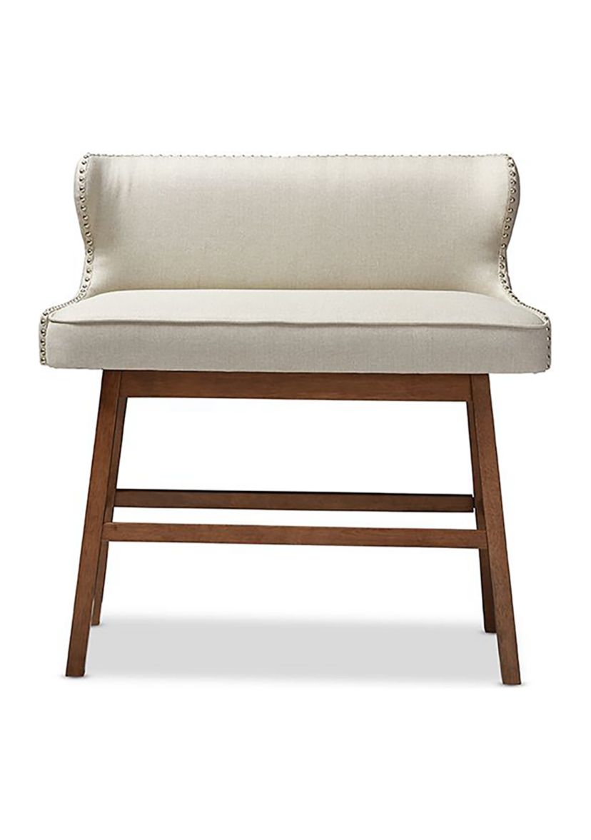 Gradisca Modern and Contemporary Light Beige Fabric Button-tufted Upholstered Bar Bench Banquette