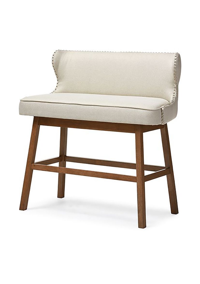 Gradisca Modern and Contemporary Light Beige Fabric Button-tufted Upholstered Bar Bench Banquette