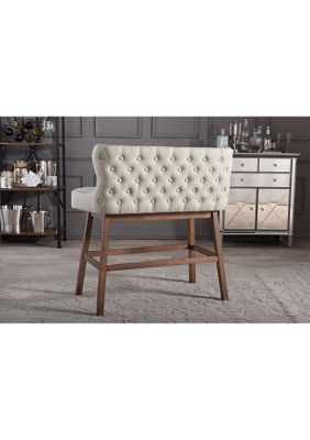 Gradisca Modern and Contemporary Light Beige Fabric Button-tufted Upholstered Bar Bench Banquette