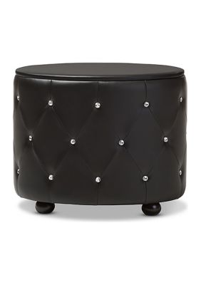 Davina Hollywood Glamour Style Oval 2-drawer Faux Leather Upholstered Nightstand