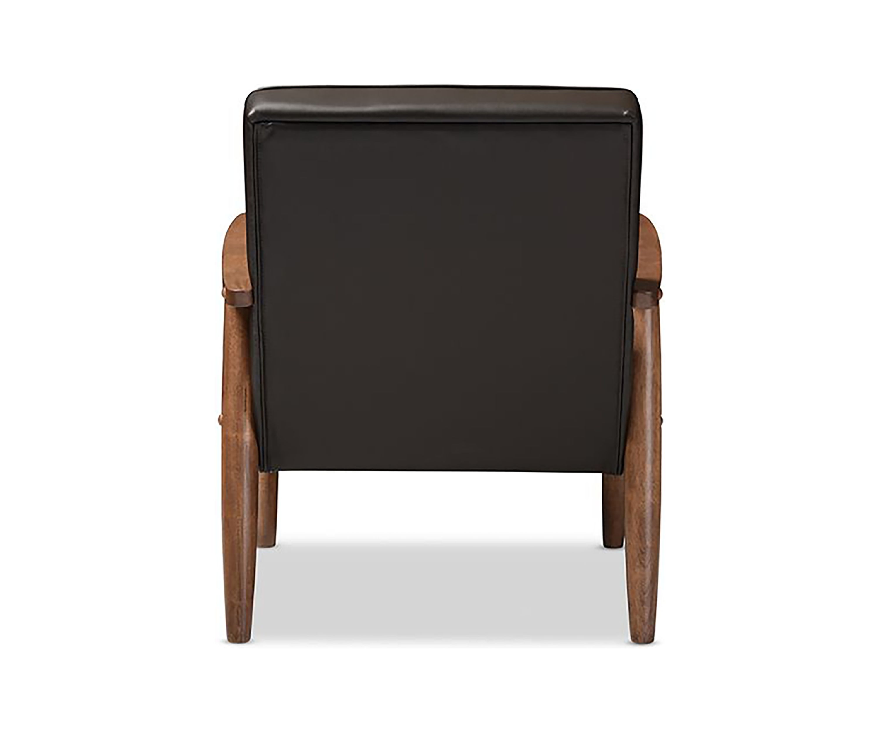 Sorrento Mid-century Retro Modern Brown Faux Leather Upholstered Wooden Lounge Chair