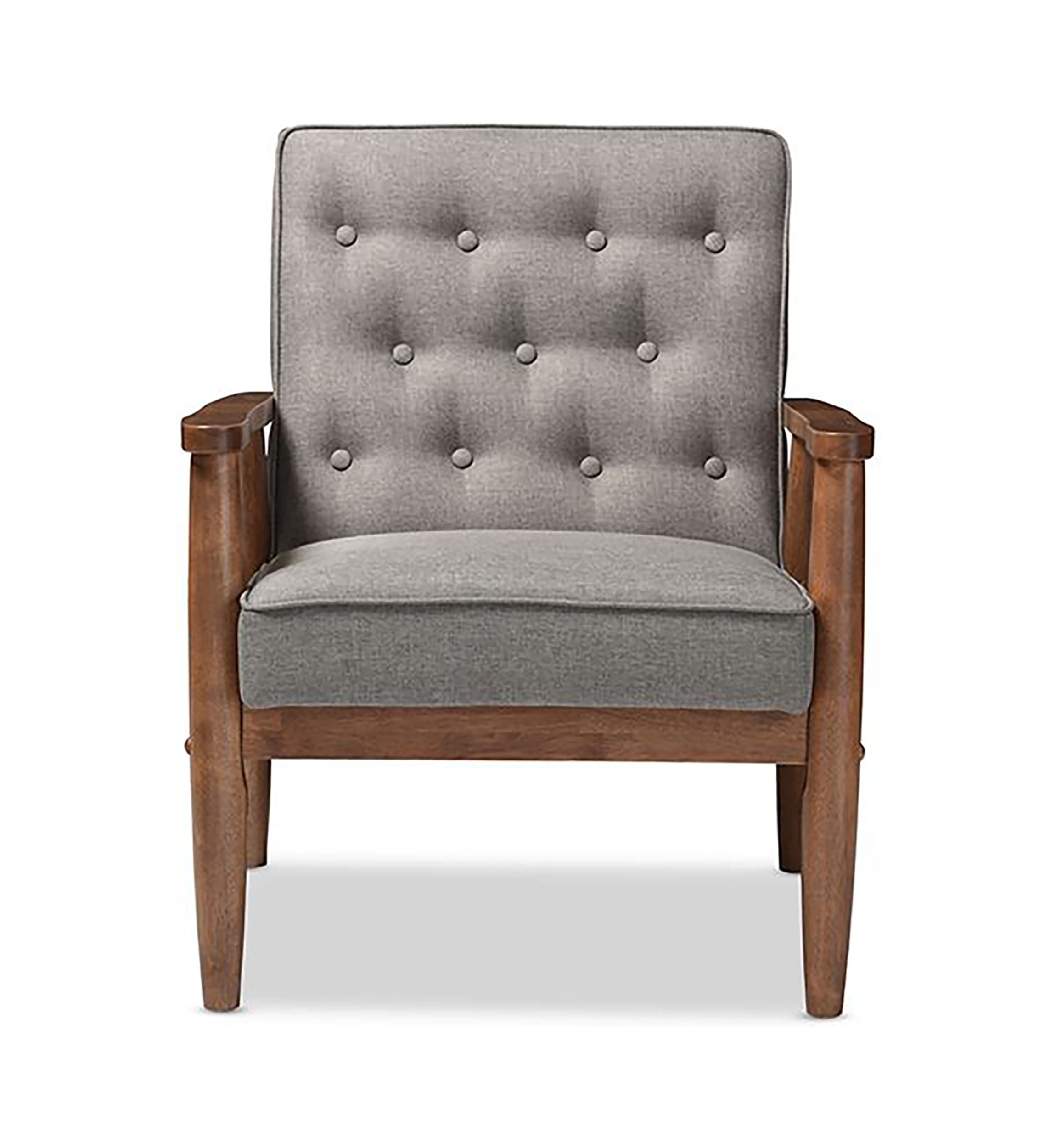 Sorrento Mid-century Retro Modern Grey Fabric Upholstered Wooden Lounge Chair