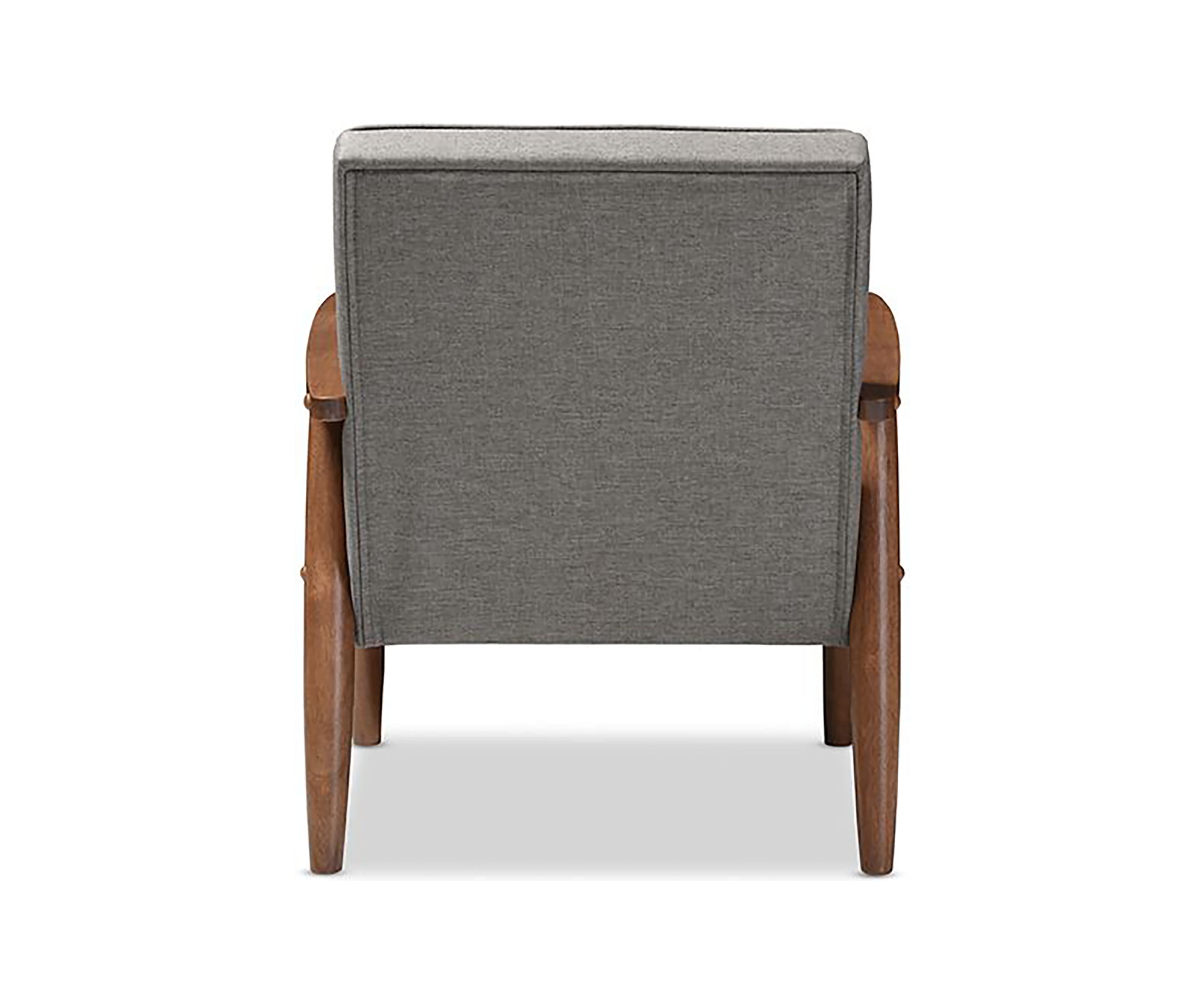 Sorrento Mid-century Retro Modern Grey Fabric Upholstered Wooden Lounge Chair