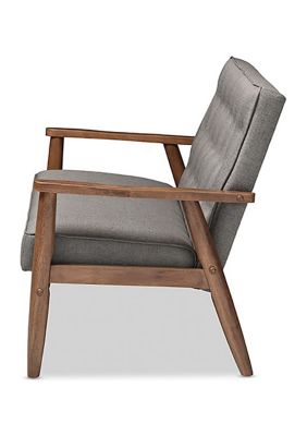Sorrento Mid-century Retro Modern Grey Fabric Upholstered Wooden 2-seater Loveseat