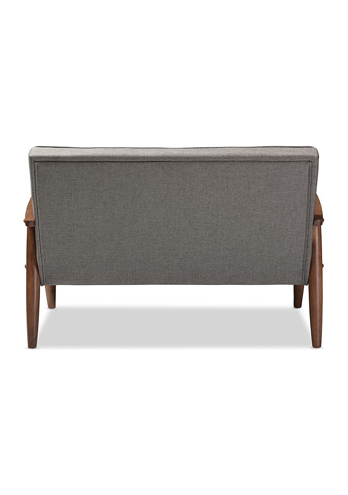 Sorrento Mid-century Retro Modern Grey Fabric Upholstered Wooden 2-seater Loveseat