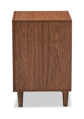 Harlow Mid-century Modern Scandinavian Style White and Walnut Wood 1-drawer and 1-door Nightstand