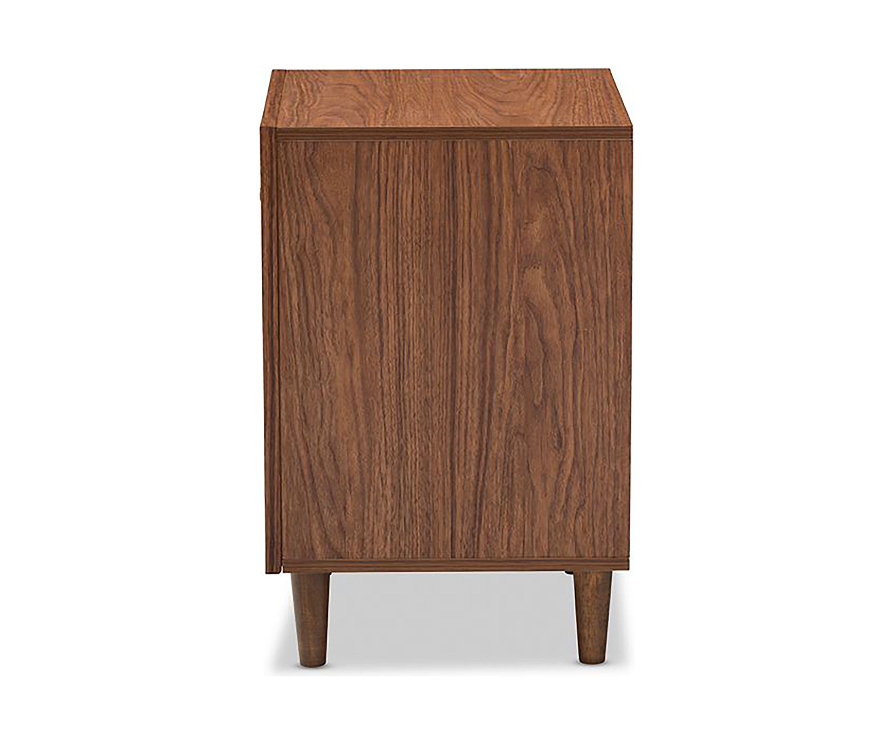 Harlow Mid-century Modern Scandinavian Style White and Walnut Wood 1-drawer and 1-door Nightstand