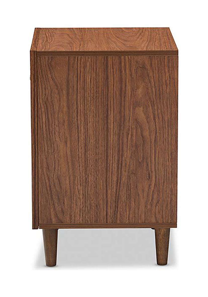 Harlow Mid-century Modern Scandinavian Style White and Walnut Wood 1-drawer and 1-door Nightstand