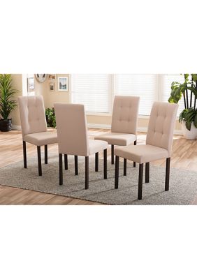 Andrew Modern and Contemporary Beige Fabric Upholstered Grid-tufting Dining Chair