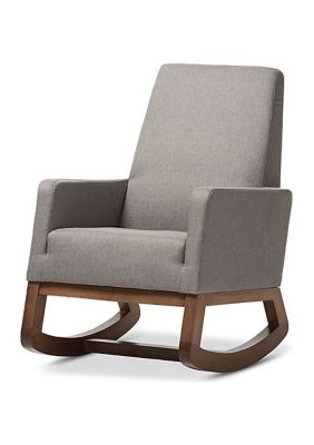 Yashiya Mid-century Retro Modern Grey Fabric Upholstered Rocking Chair