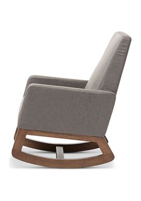 Yashiya Mid-century Retro Modern Grey Fabric Upholstered Rocking Chair