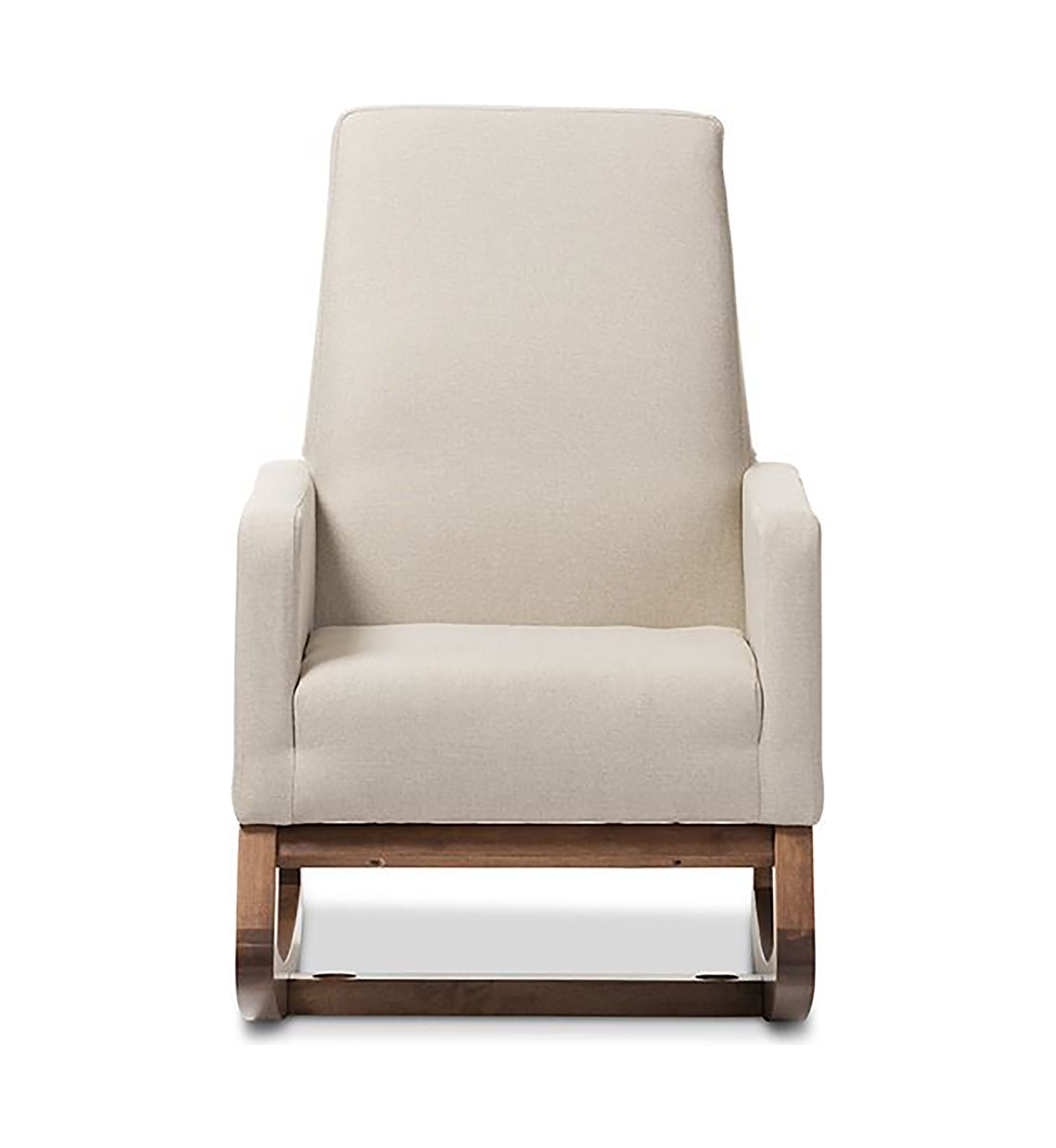 Yashiya Mid-century Retro Modern Light Beige Fabric Upholstered Rocking Chair