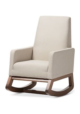 Yashiya Mid-century Retro Modern Light Beige Fabric Upholstered Rocking Chair