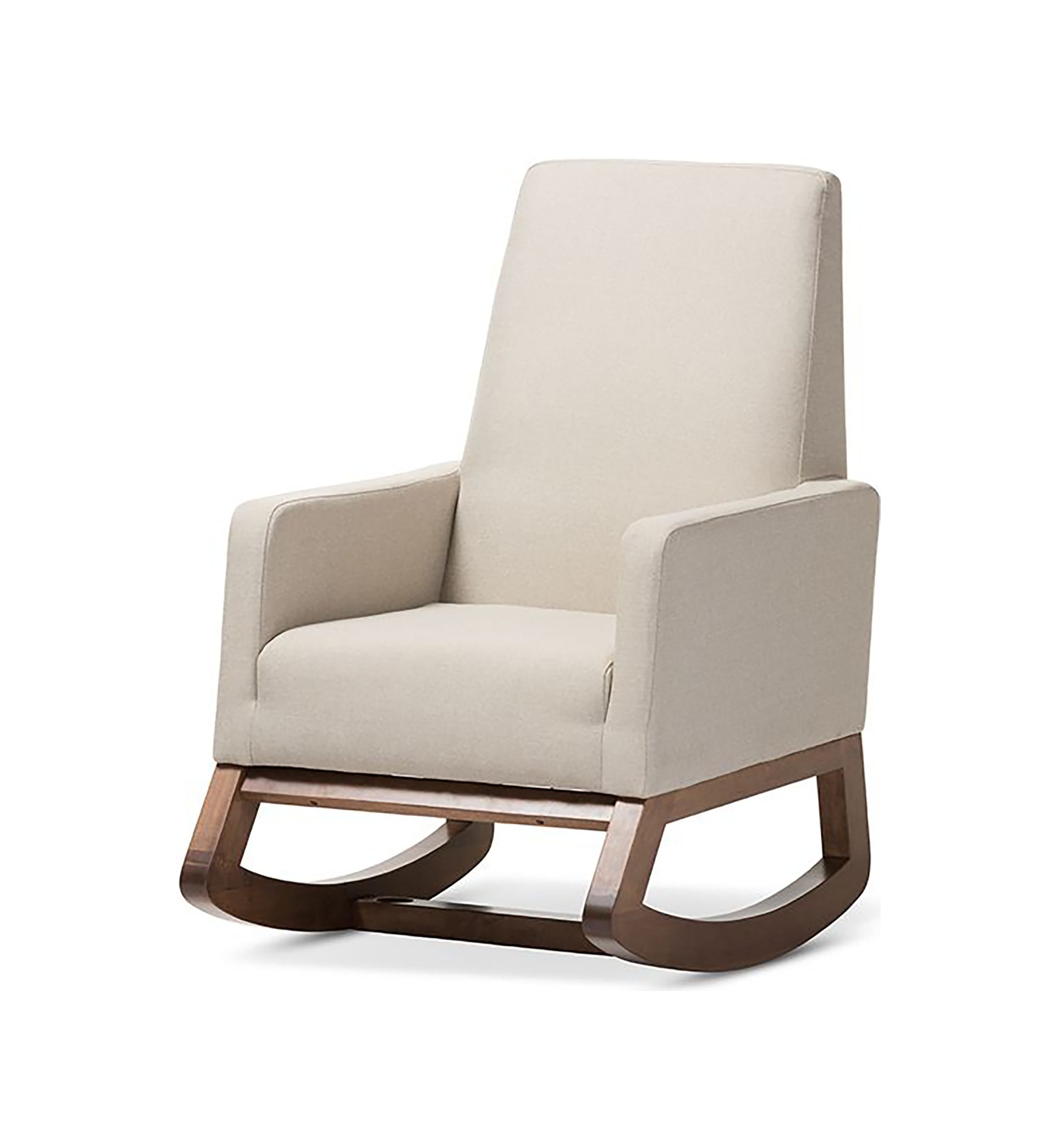 Yashiya Mid-century Retro Modern Light Beige Fabric Upholstered Rocking Chair