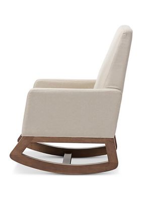 Yashiya Mid-century Retro Modern Light Beige Fabric Upholstered Rocking Chair