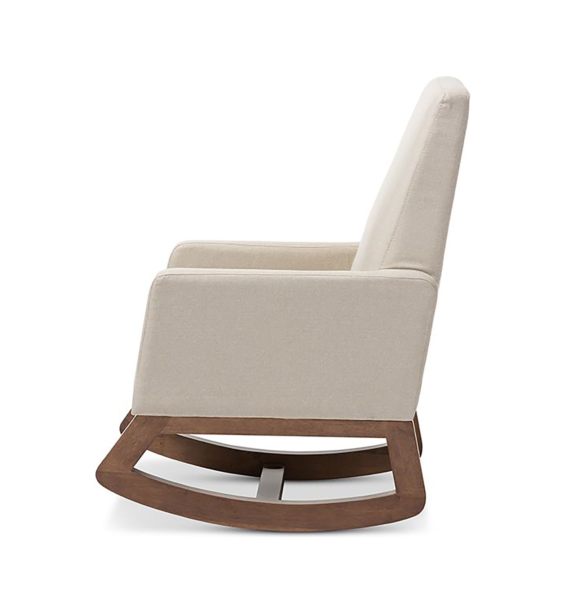 Yashiya Mid-century Retro Modern Light Beige Fabric Upholstered Rocking Chair