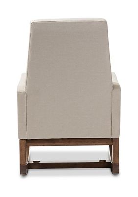 Yashiya Mid-century Retro Modern Light Beige Fabric Upholstered Rocking Chair