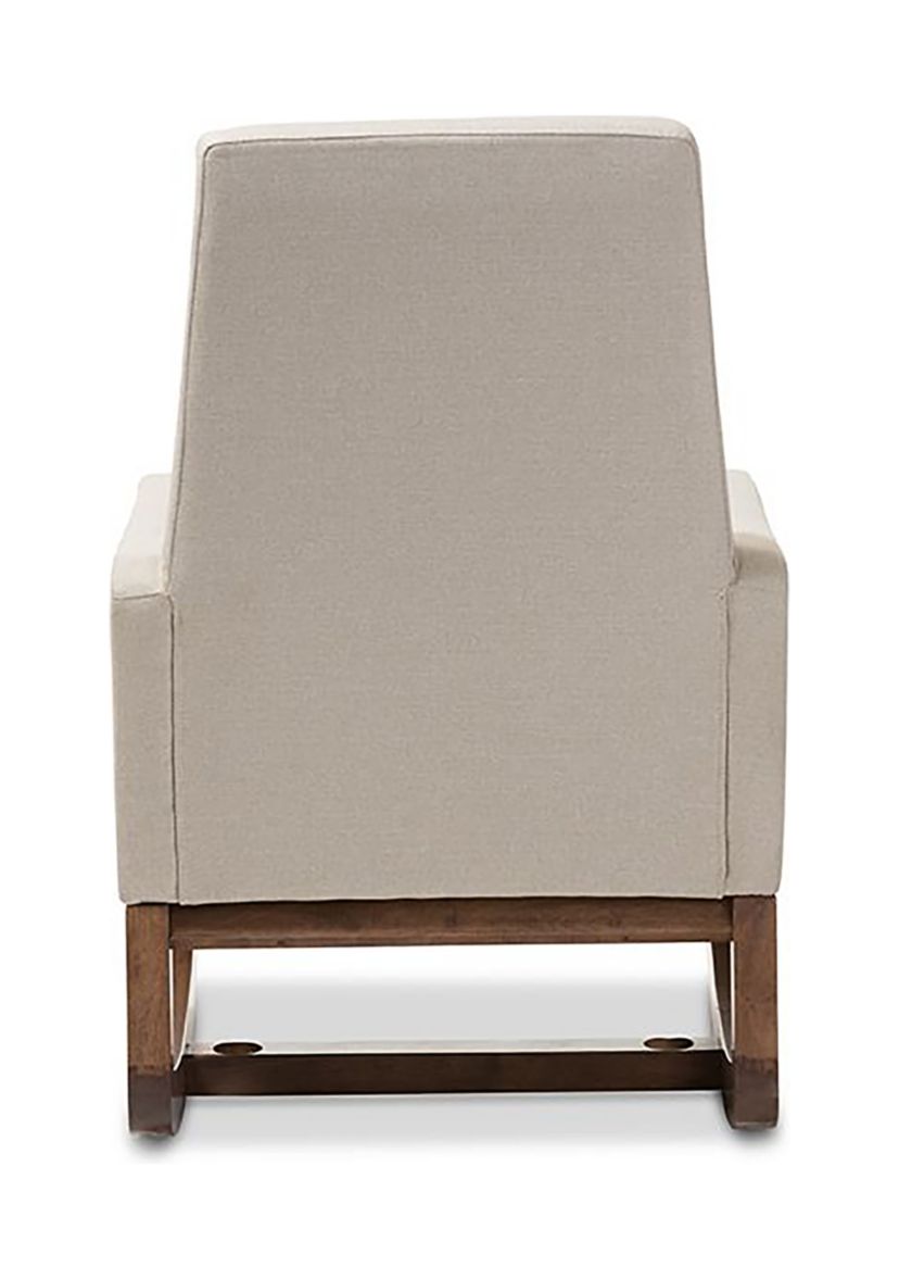 Yashiya Mid-century Retro Modern Light Beige Fabric Upholstered Rocking Chair