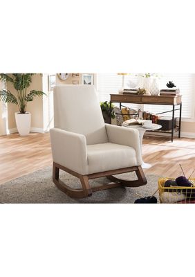 Yashiya Mid-century Retro Modern Light Beige Fabric Upholstered Rocking Chair