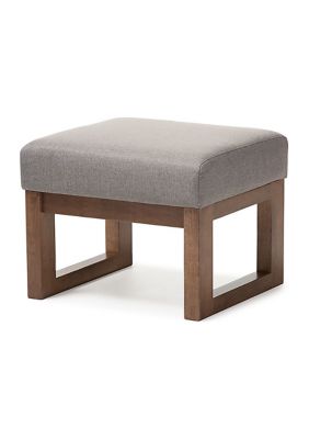 Yashiya Mid-century Retro Modern Grey Fabric Upholstered Ottoman Stool