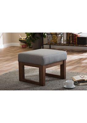 Yashiya Mid-century Retro Modern Grey Fabric Upholstered Ottoman Stool