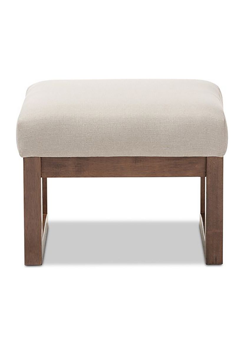 Yashiya Mid-century Retro Modern Light Beige Fabric Upholstered Ottoman Stool