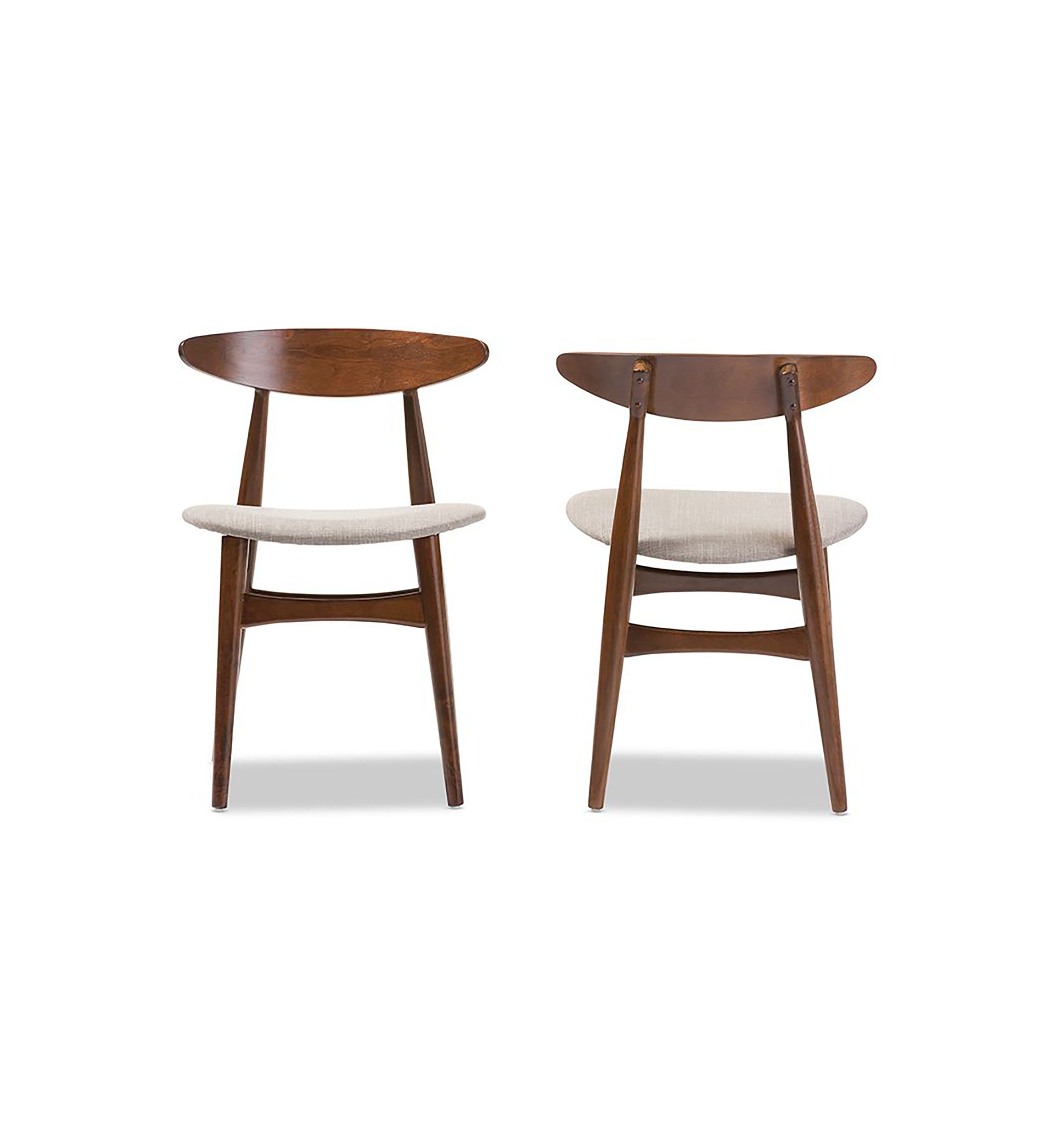Flora Mid-Century Modern Light Grey Fabric and "Oak" Medium Brown Finishing Wood Dining Chair