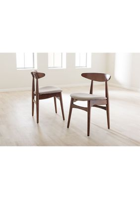 Flora Mid-Century Modern Light Grey Fabric and "Oak" Medium Brown Finishing Wood Dining Chair