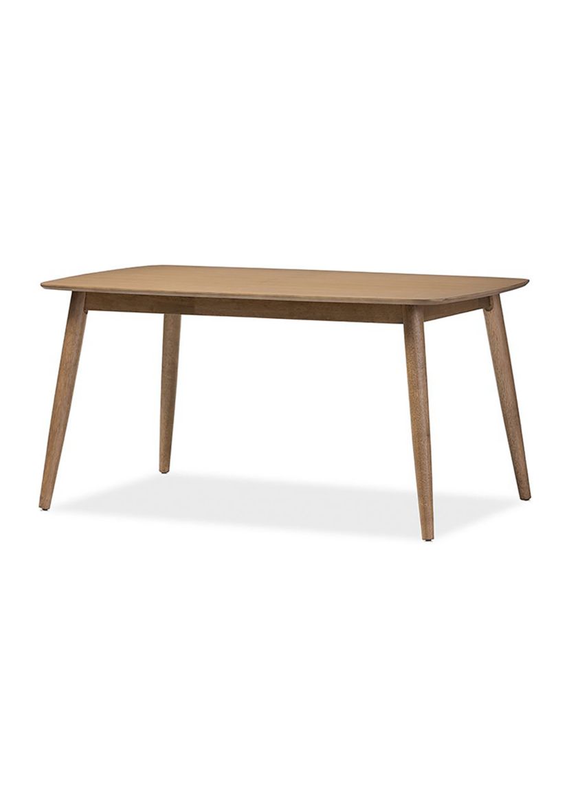 Edna Mid-Century Modern French "Oak" Light Brown Finishing Wood Dining Table
