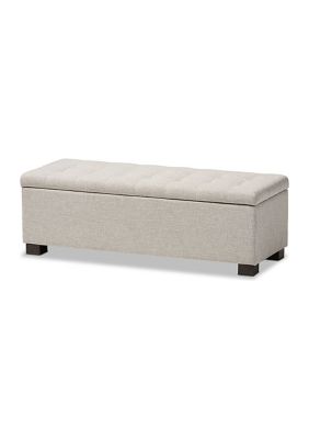 Roanoke Modern and Contemporary Beige Fabric Upholstered Grid-Tufting Storage Ottoman Bench