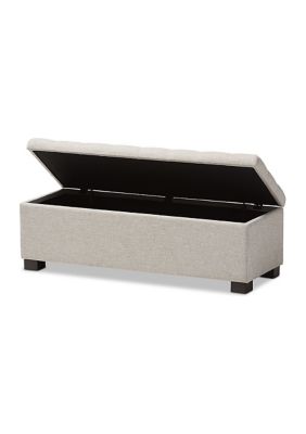 Roanoke Modern and Contemporary Beige Fabric Upholstered Grid-Tufting Storage Ottoman Bench