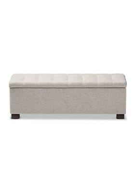 Roanoke Modern and Contemporary Beige Fabric Upholstered Grid-Tufting Storage Ottoman Bench