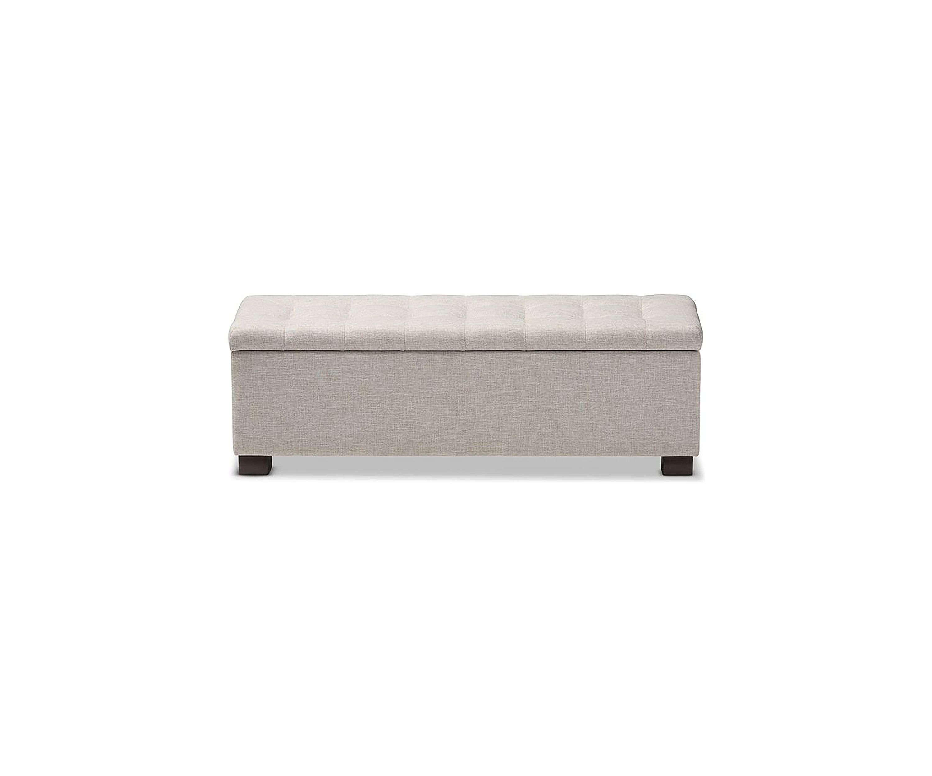 Roanoke Modern and Contemporary Beige Fabric Upholstered Grid-Tufting Storage Ottoman Bench