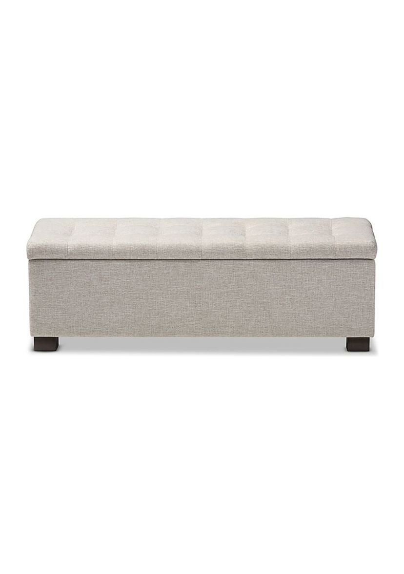 Roanoke Modern and Contemporary Beige Fabric Upholstered Grid-Tufting Storage Ottoman Bench