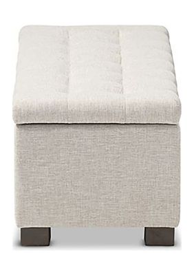 Roanoke Modern and Contemporary Beige Fabric Upholstered Grid-Tufting Storage Ottoman Bench