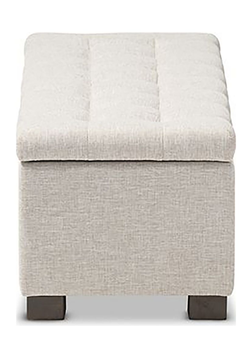 Roanoke Modern and Contemporary Beige Fabric Upholstered Grid-Tufting Storage Ottoman Bench