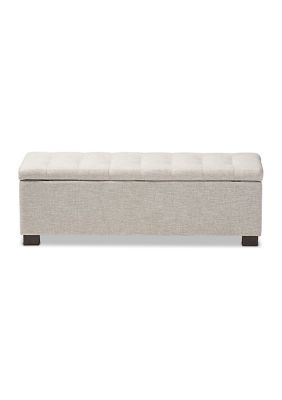 Roanoke Modern and Contemporary Beige Fabric Upholstered Grid-Tufting Storage Ottoman Bench