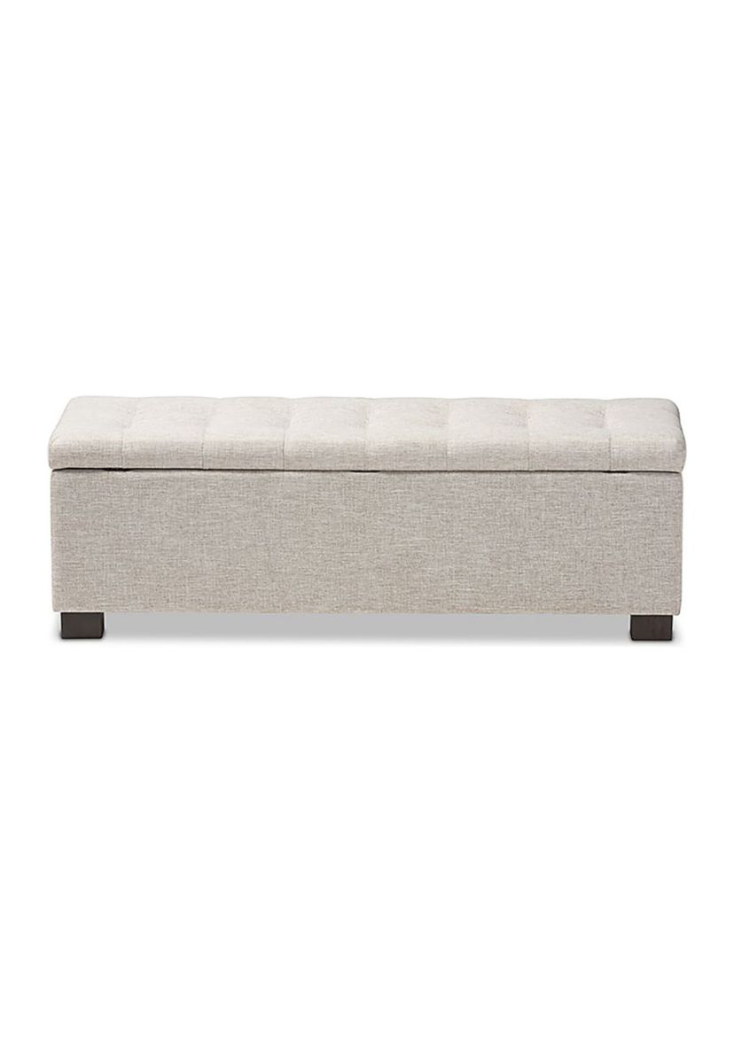 Roanoke Modern and Contemporary Beige Fabric Upholstered Grid-Tufting Storage Ottoman Bench