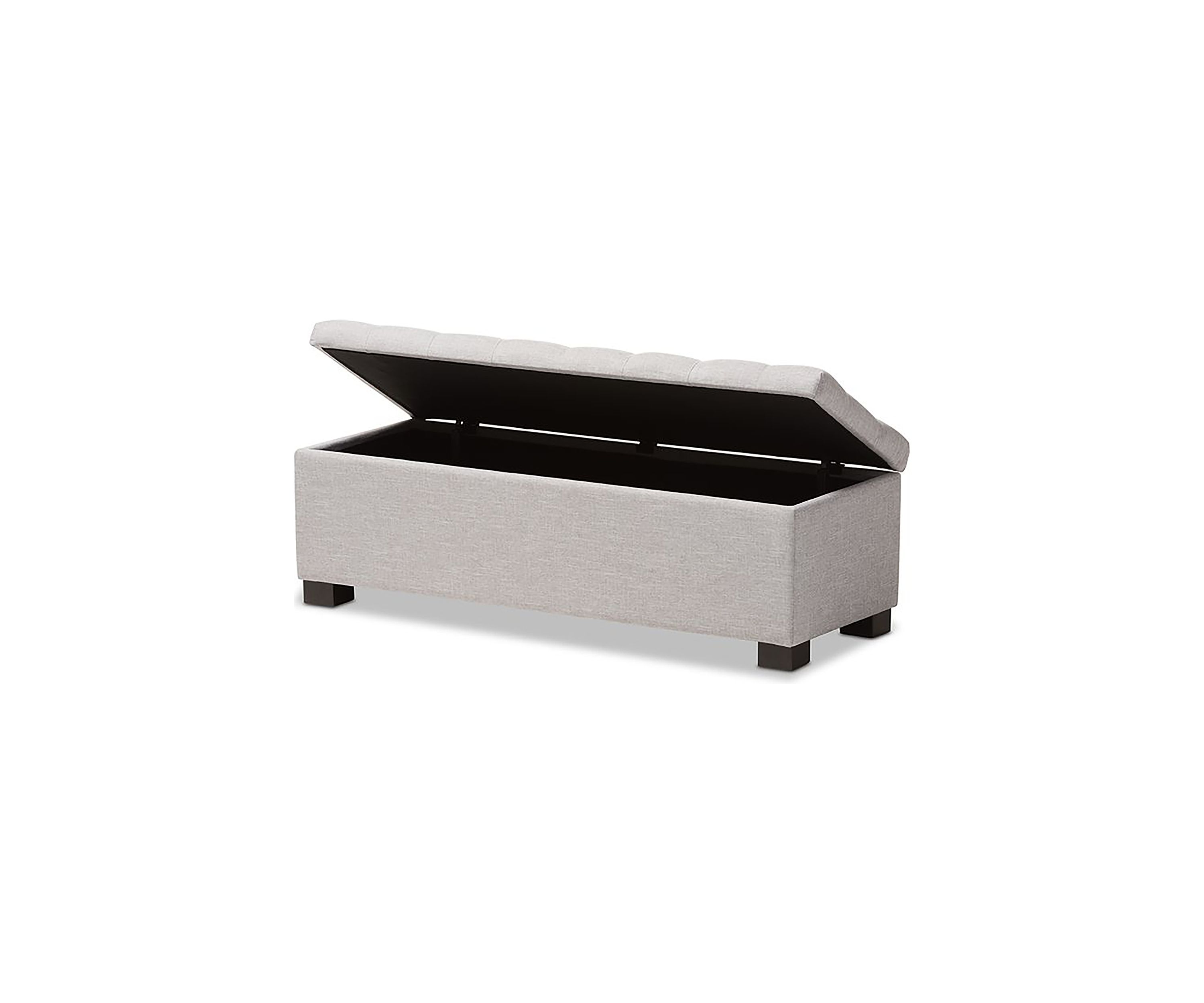 Roanoke Modern and Contemporary Grayish Beige Fabric Upholstered Grid-Tufting Storage Ottoman Bench