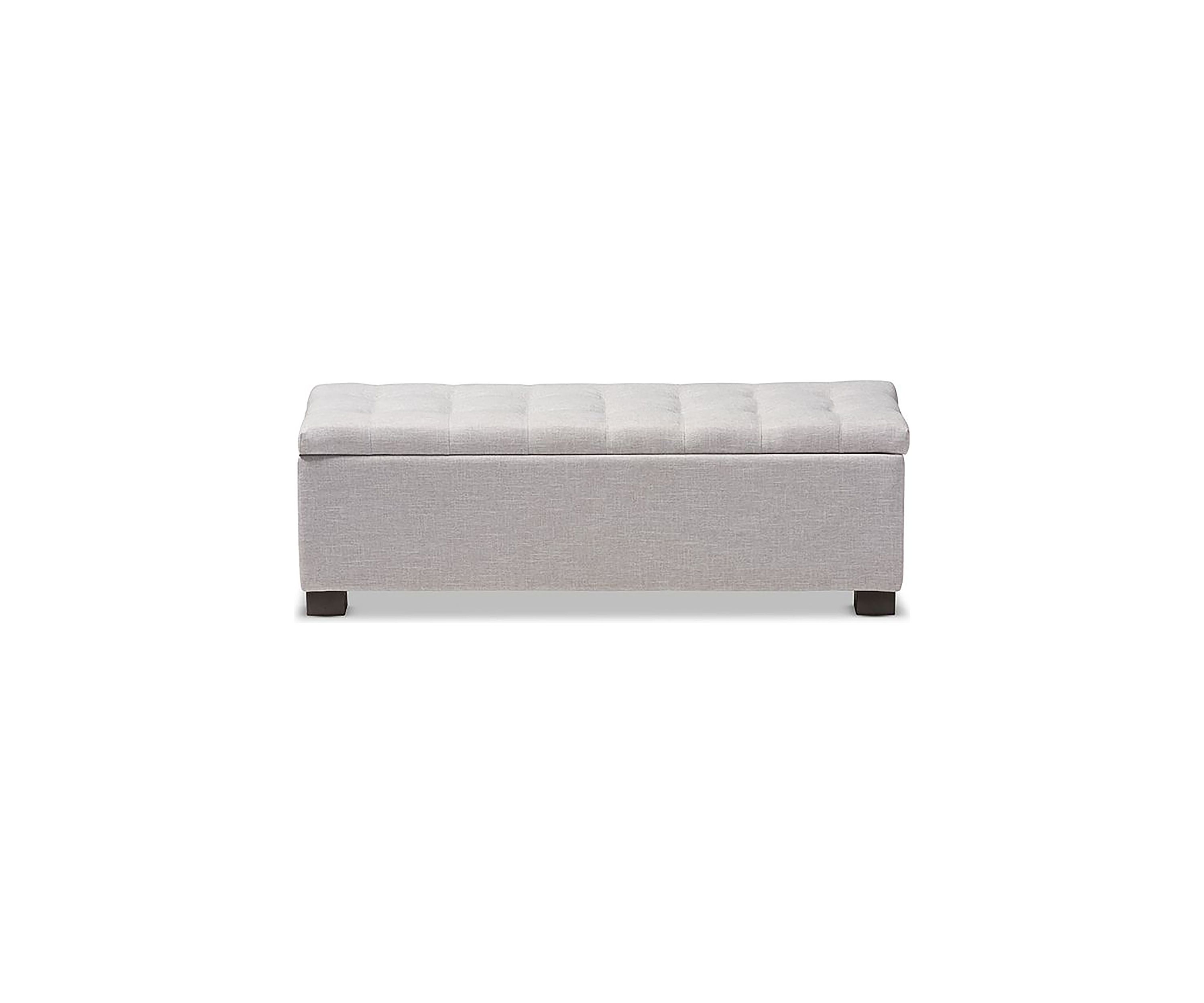 Roanoke Modern and Contemporary Grayish Beige Fabric Upholstered Grid-Tufting Storage Ottoman Bench