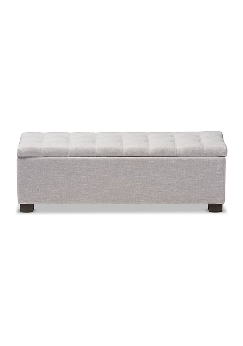 Roanoke Modern and Contemporary Grayish Beige Fabric Upholstered Grid-Tufting Storage Ottoman Bench